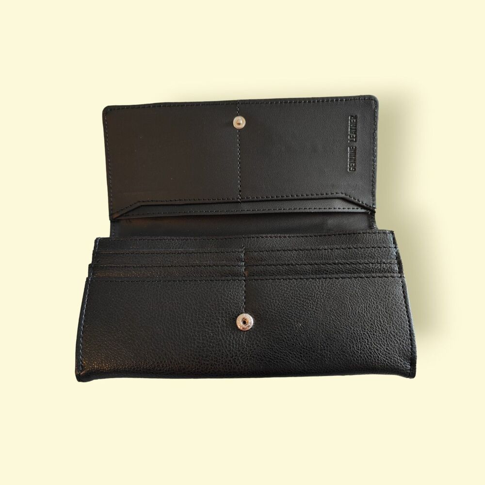 Genuine Leather Wallet In Black With Credit Card Slots, Coin Pouch, Bill Pocket